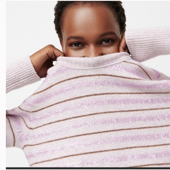 J. crew Sequin Striped Sweater in Supersoft Yarn in Lavender size M - Picture 1 of 12